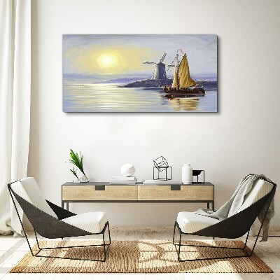 Obraz canvas Tichý prístav pri západe slnka