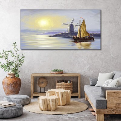 Obraz canvas Tichý prístav pri západe slnka