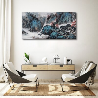 Obraz canvas Pokojná horská krajina s vodopádom