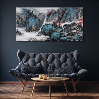 Obraz canvas Pokojná horská krajina s vodopádom