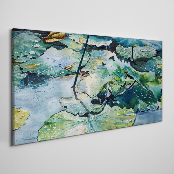 Obraz canvas Vodné kvety s dažďovými kvapkami