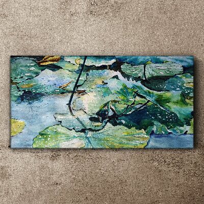 Obraz canvas Vodné kvety s dažďovými kvapkami
