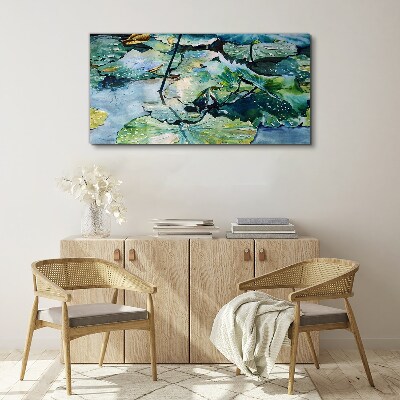 Obraz canvas Vodné kvety s dažďovými kvapkami