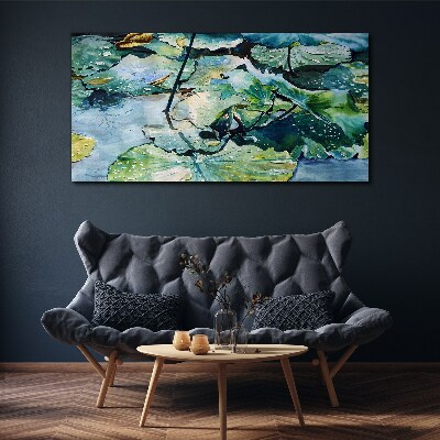 Obraz canvas Vodné kvety s dažďovými kvapkami