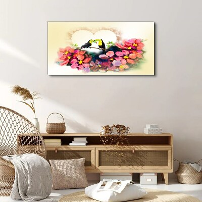 Obraz canvas Abstrakcia kvety vtáky srdce
