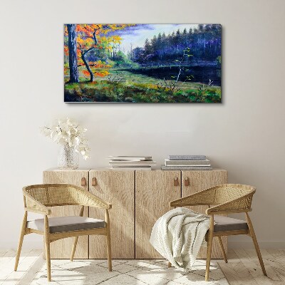 Obraz canvas Abstrakcie strom jazero