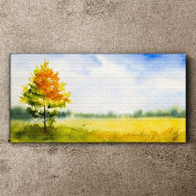 Obraz canvas Zlatá jeseň na pozadí lúky