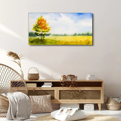 Obraz canvas Zlatá jeseň na pozadí lúky