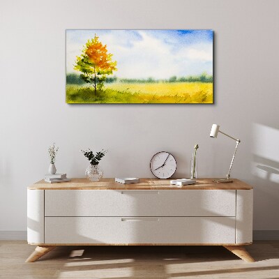 Obraz canvas Zlatá jeseň na pozadí lúky