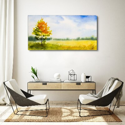 Obraz canvas Zlatá jeseň na pozadí lúky