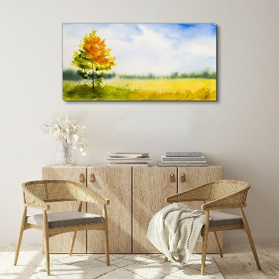 Obraz canvas Zlatá jeseň na pozadí lúky