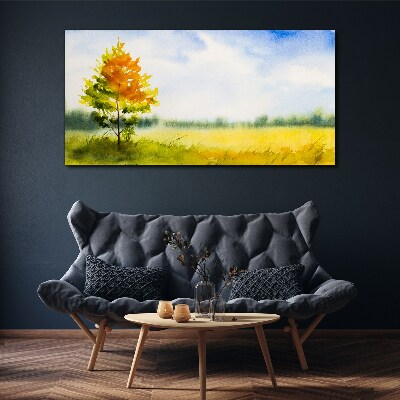 Obraz canvas Zlatá jeseň na pozadí lúky