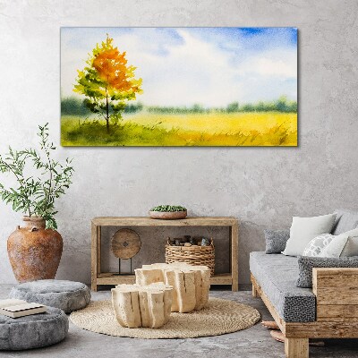 Obraz canvas Zlatá jeseň na pozadí lúky