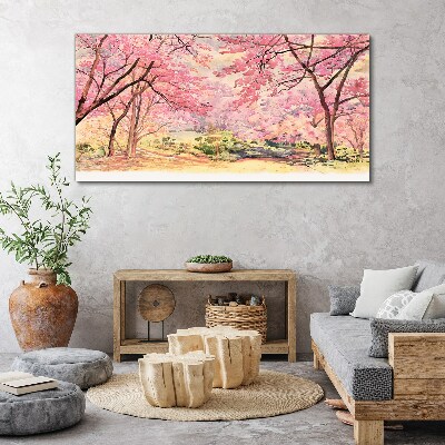 Obraz canvas Jarná krajina v odtieňoch ružovej