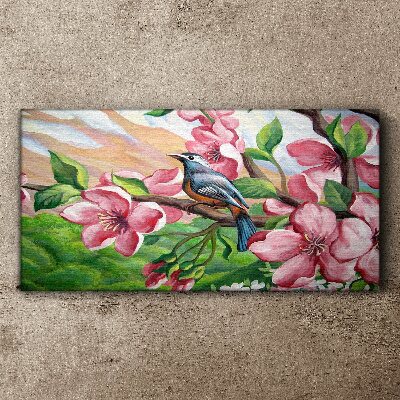 Obraz canvas Abstrakcie kvety vták