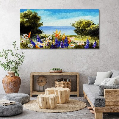 Obraz na plátne Morský strom kvety obloha