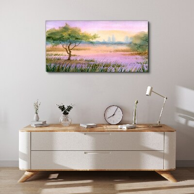 Obraz na plátne Akvarely stromu voda