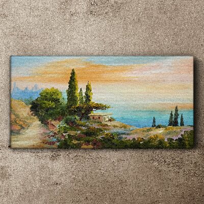 Obraz na plátne Strom pobrežie slnko