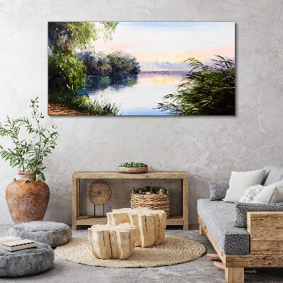 Obraz na plátne jazero Západ slnka