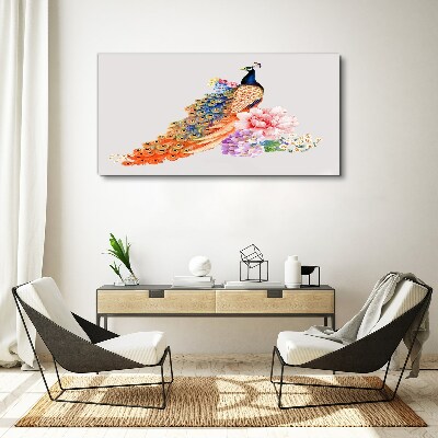 Obraz canvas Pávy medzi kvetmi