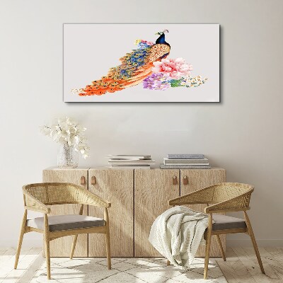 Obraz canvas Pávy medzi kvetmi