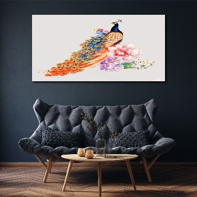 Obraz canvas Pávy medzi kvetmi