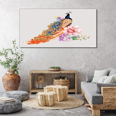 Obraz canvas Pávy medzi kvetmi