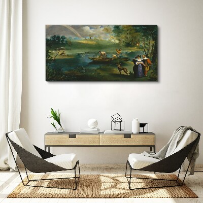 Obraz canvas Scéna pri vode s rybármi