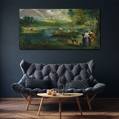 Obraz canvas Scéna pri vode s rybármi