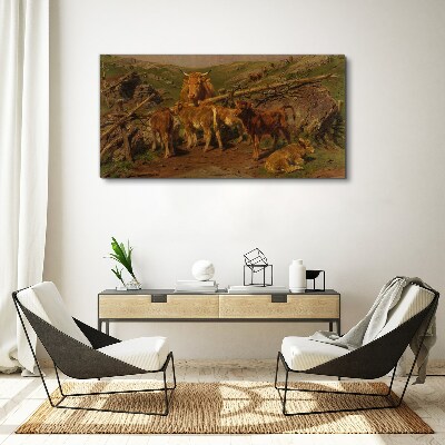 Obraz canvas Pastierska krajina s dobytkom
