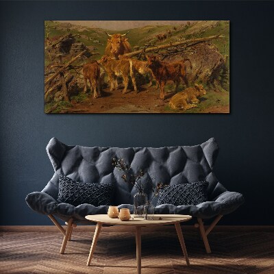 Obraz canvas Krajina kravy zvierat