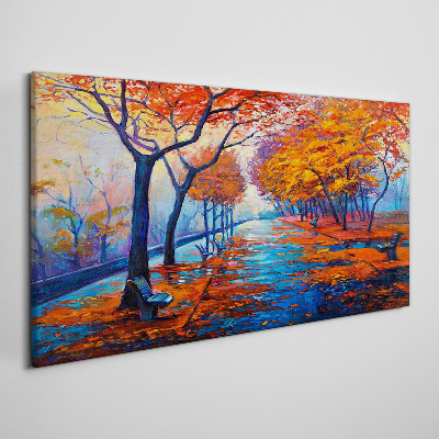 Obraz na plátne Jesenné stromy park