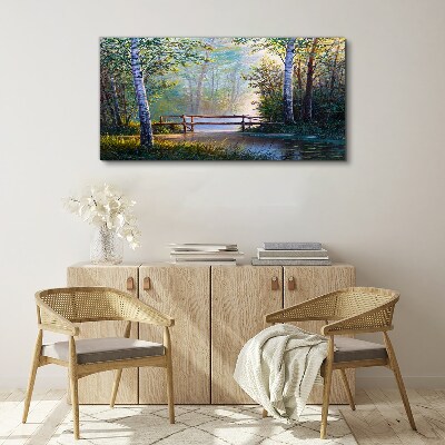 Obraz canvas Lesné riečny most príroda