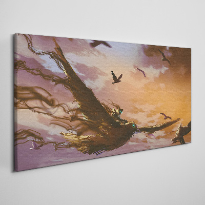 Obraz canvas Let vtákov v zapadajúcom slnku