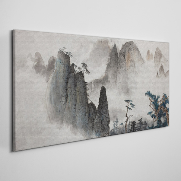 Obraz canvas Horská krajina v zahmlenej krajine