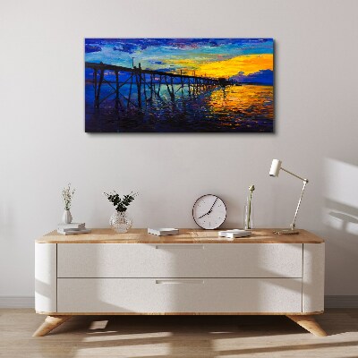 Obraz canvas Západ slnka nad mólom
