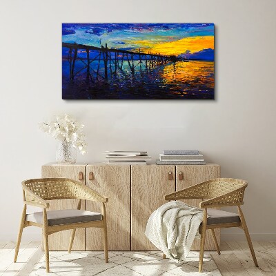 Obraz canvas Západ slnka nad mólom