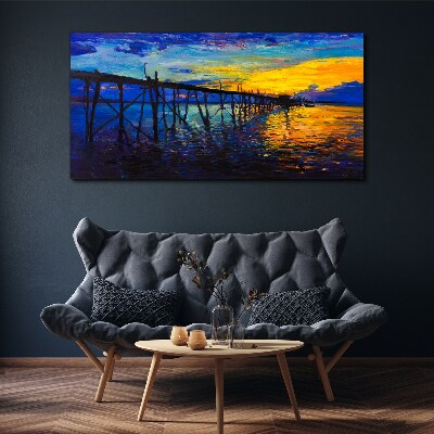 Obraz canvas Západ slnka nad mólom