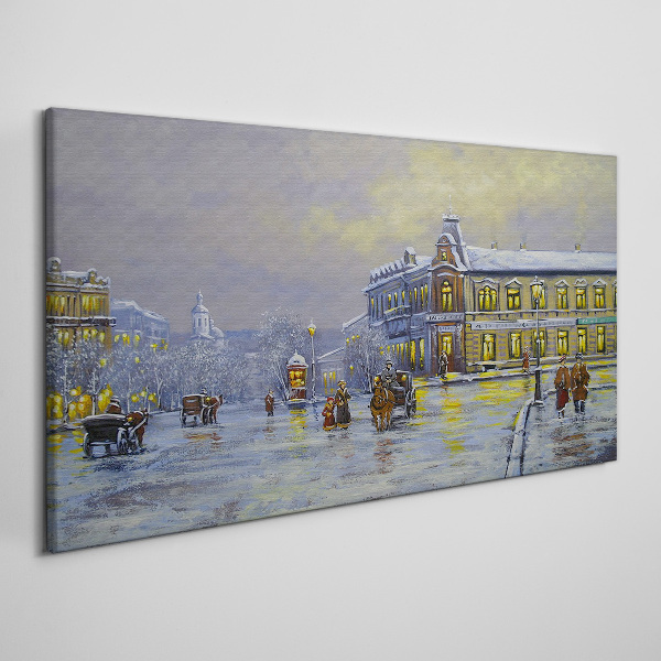Obraz canvas Zimný večer v meste