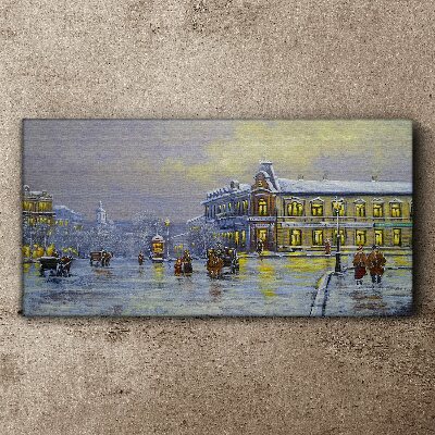 Obraz canvas Zimný večer v meste