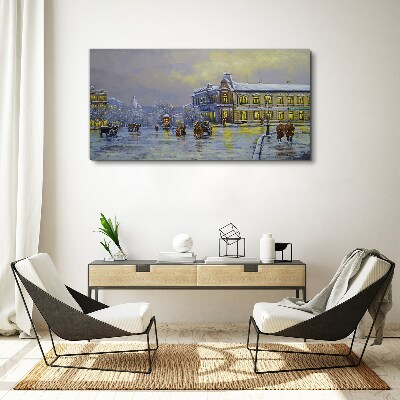 Obraz canvas Zimný večer v meste