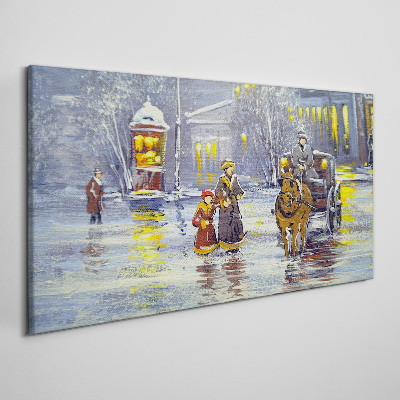 Obraz canvas Zimný večer v meste