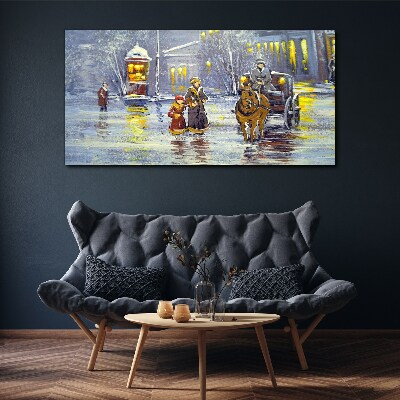 Obraz canvas Zimný večer v meste