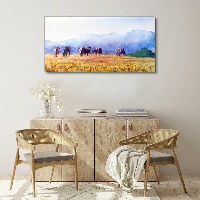Obraz na plátne Zvieratá kone lúka príroda