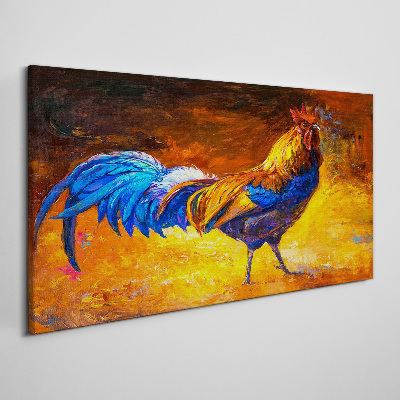 Obraz canvas Farebný kohút na pozadí ohňa