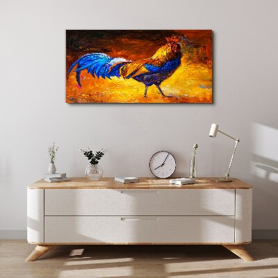 Obraz canvas Farebný kohút na pozadí ohňa