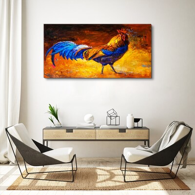 Obraz canvas Farebný kohút na pozadí ohňa