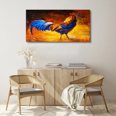 Obraz canvas Farebný kohút na pozadí ohňa