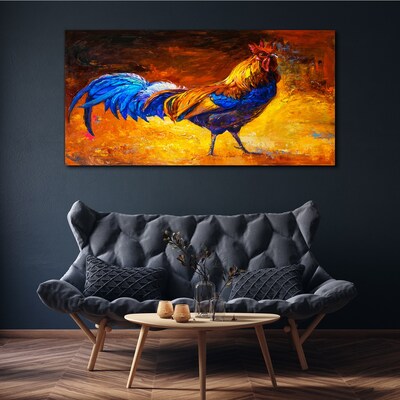 Obraz canvas Farebný kohút na pozadí ohňa