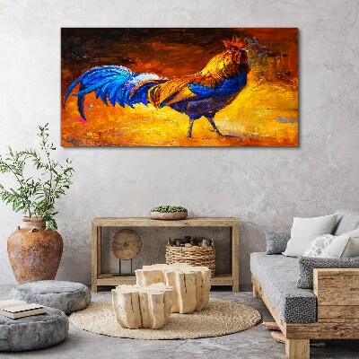 Obraz canvas Farebný kohút na pozadí ohňa